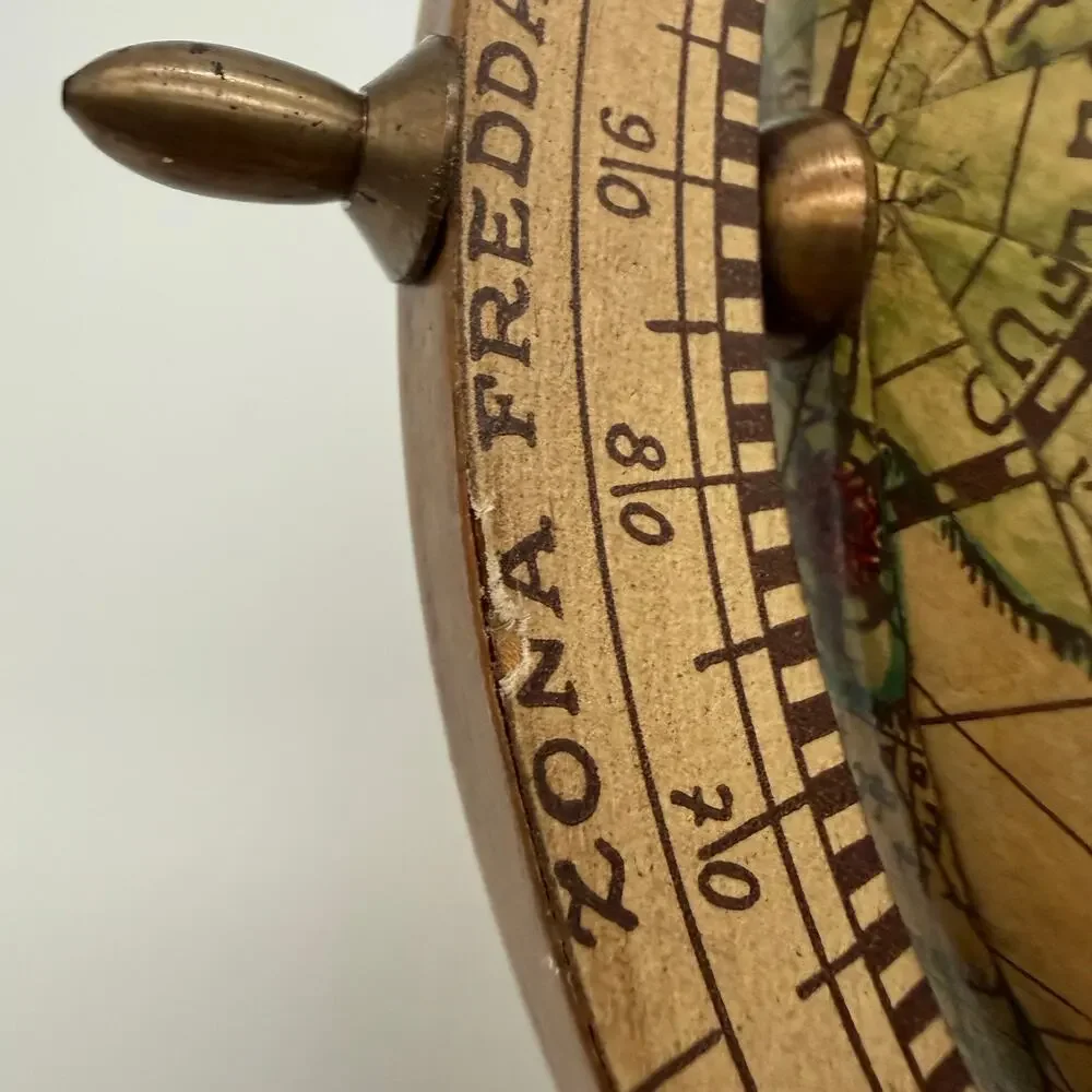 S. M. Olde World Globe Made in Italy Wood Stand Zodiac Vintage MCM Decor 11
